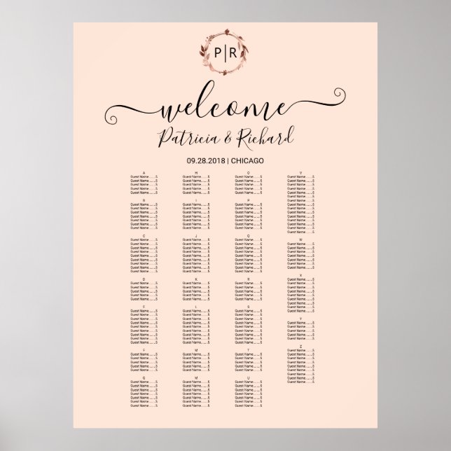 Alphabetische Tafel für Monogramm Poster (Vorne)