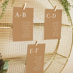 Alphabetische Terrakotta-Hochzeitssitzordnungskart Einladung