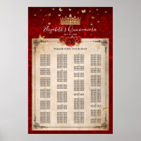 Alphabetische Vintage Rote Rose Gold Seating Chart
