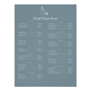 Alphabetischer klassischer Monogramm-Blauer Sitzpl Poster
