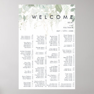 Alphabetisches Plakat für Grünpflanzen und Gold-Le