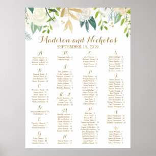 Alphabetisches Seekartendiagramm für Gold und Weiß Poster