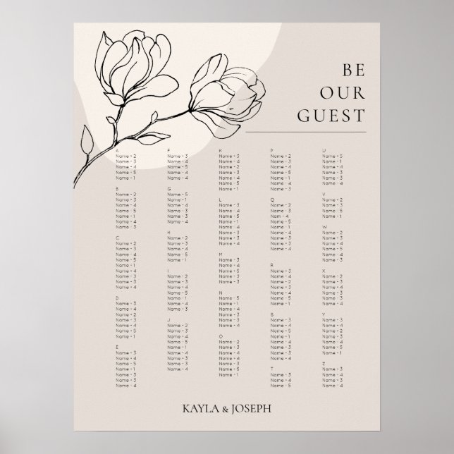 Alphabetisches Seekartenzeichen der Boho Blume Poster (Vorne)