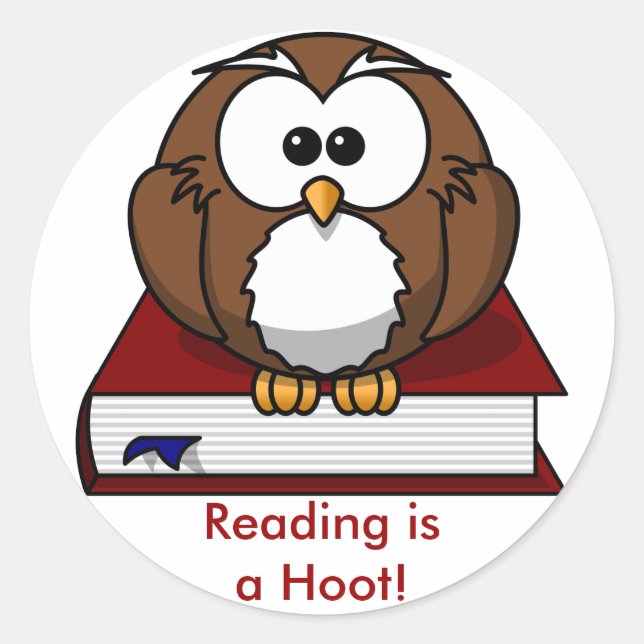 Alphabetisierung: Lesen ist ein Hoot Runder Aufkleber (Vorderseite)