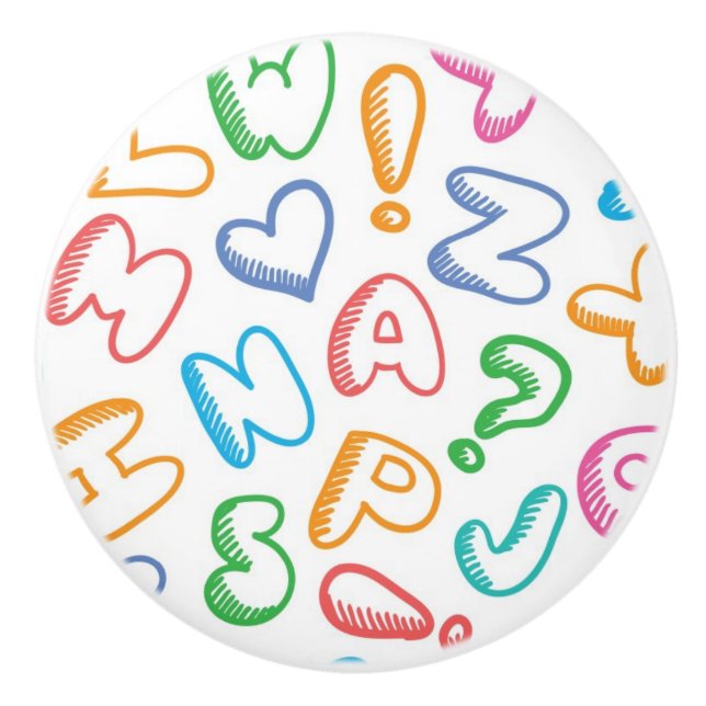 Alphabetmuster Keramikknauf (Vorderseite)