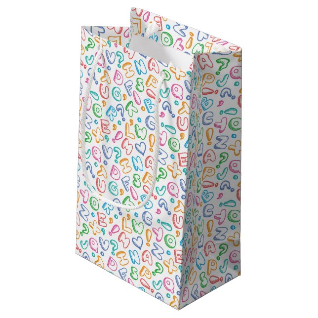 Alphabetmuster Kleine Geschenktüte (Rückseite Schrägansicht)