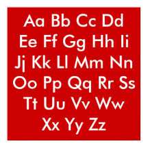 Alphabettafel Rot und Weiß