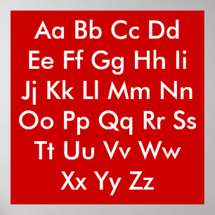 Alphabettafel Rot und Weiß Poster
