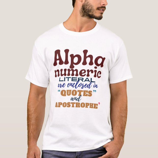 Alphanumerischer Literal in Cobol-Programmierung T-Shirt (Vorderseite)