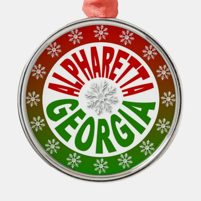 Alpharetta Georgia Rot-Grün Ornament Aus Metall (Vorne)