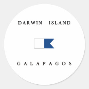 Alphatauchen-Flagge Darwin-Insel-Galapagos Runder Aufkleber