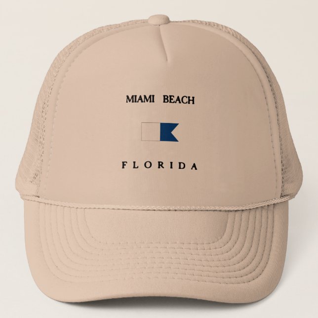 Alphatauchen-Flagge Miami Beach-Floridas Truckerkappe (Vorderseite)