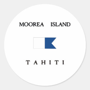 Alphatauchen-Flagge Moorea Insel-Tahitis Runder Aufkleber