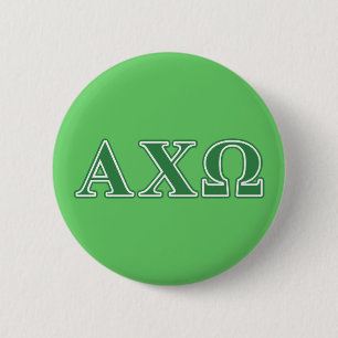 Alphi Chi Omega Green Letters Button