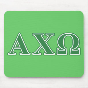 Alphi Chi Omega Green Letters Mousepad