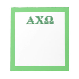 Alphi Chi Omega Green Letters Notizblock