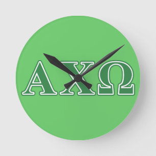 Alphi Chi Omega Green Letters Runde Wanduhr