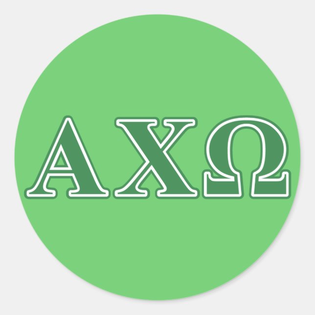 Alphi Chi Omega Green Letters Runder Aufkleber (Vorderseite)