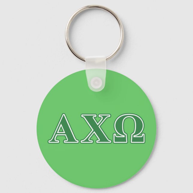 Alphi Chi Omega Green Letters Schlüsselanhänger (Vorderseite)