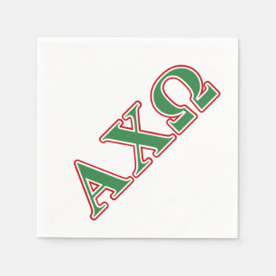 Alphi Chi Omega grüne und rote Buchstaben Serviette