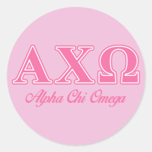 Alphi Chi Omega Rosa Buchstaben Runder Aufkleber