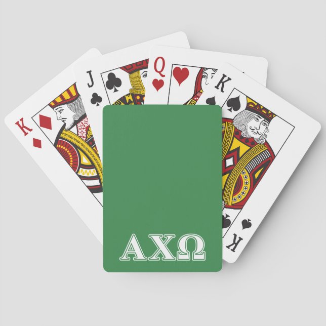 Alphi Chi Omega weiße und grüne Buchstaben Spielkarten (Rückseite)