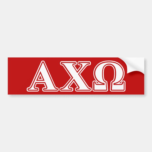 Alphi Chi Omega weiße und rote Buchstaben Autoaufkleber (Vorne)