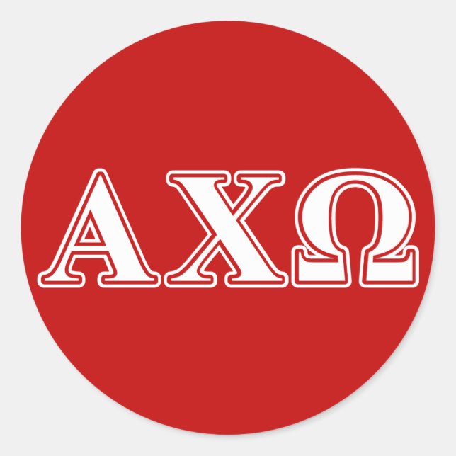 Alphi Chi Omega Weiße und rote Buchstaben Runder Aufkleber (Vorderseite)