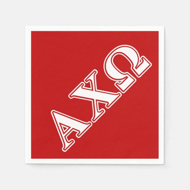Alphi Chi Omega Weiße und rote Buchstaben Serviette (Vorderseite)