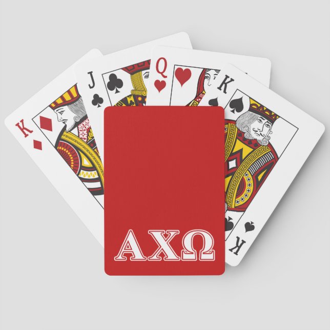 Alphi Chi Omega Weiße und rote Buchstaben Spielkarten (Rückseite)