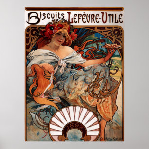 Alphons Mucha Biscuit Werbung Poster