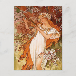 Alphons Mucha - Die vier Jahreszeiten - Frühling Postkarte
