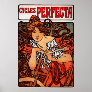 Alphons Mucha fährt Perfecta rad Poster