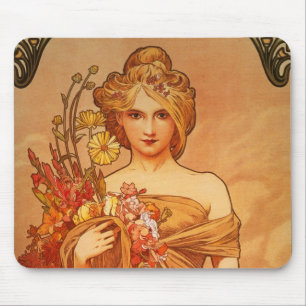 Alphonse (Alfons) Mucha Blumenstrauß-Mauspad Mousepad