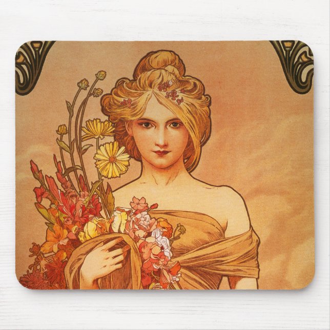 Alphonse (Alfons) Mucha Bouquet Mousepad (Vorne)