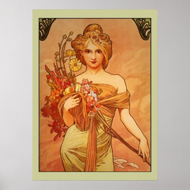 Alphonse (Alfons) Mucha Bouquet Poster (Vorne)