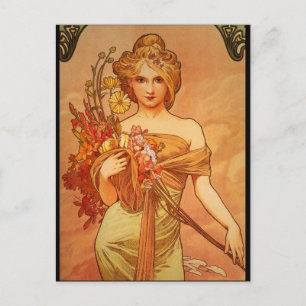 Alphonse (Alfons) Mucha Bouquet Postkarte