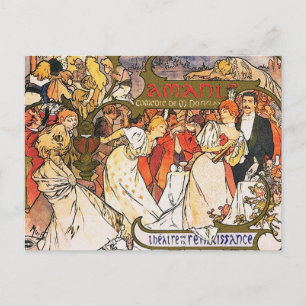 Alphonse (Alfons) Mucha Carte Postale : Amants