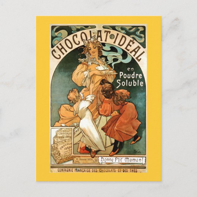 Alphonse (Alfons) Mucha Chocolat Ideal Postkarte (Vorderseite)
