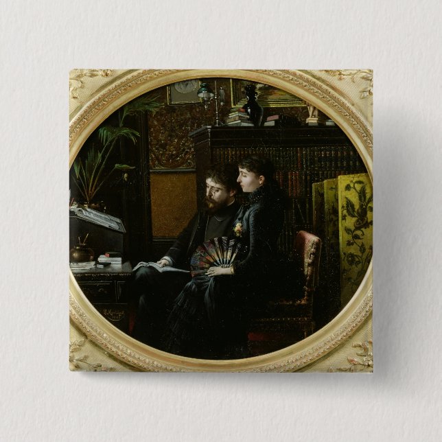 Alphonse Daudet und seine Ehefrau in ihrer Studie Button (Vorderseite)