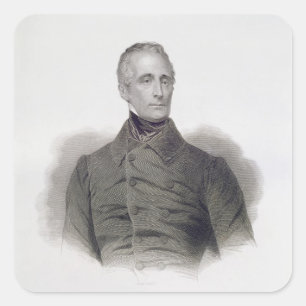 Alphonse de Lamartine, in Gravur von Pierre Pelee Quadratischer Aufkleber