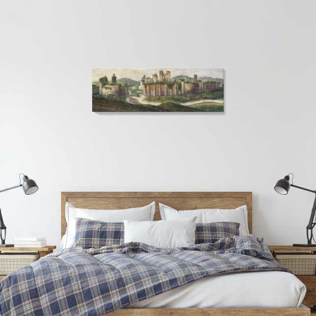 Alphonse Dousse Caerphilly Castle Canvas Print Leinwanddruck (Insitu (Schlafzimmer))