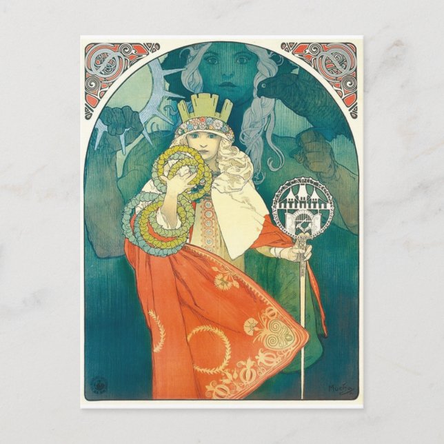 Alphonse Maria Mucha ~ Art Nouveau Postkarte (Vorderseite)