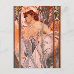 Alphonse Mucha Abendliche Träumerei Postkarte