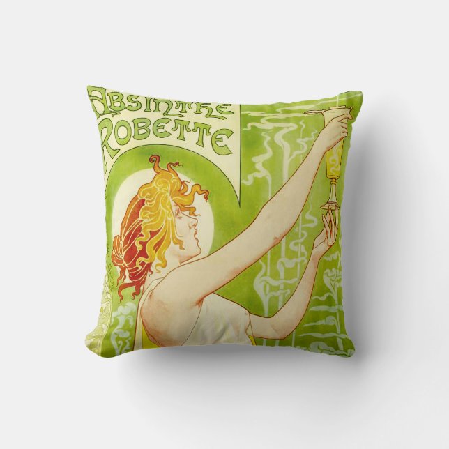 Alphonse Mucha Absinthe Robette Pillow Kissen (Vorderseite)