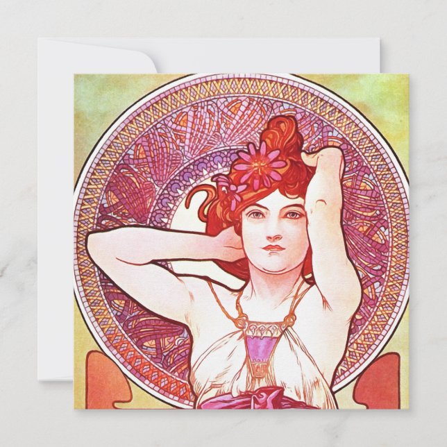 Alphonse Mucha Amethyst Floral Vintag Art Nouveau (Vorderseite)