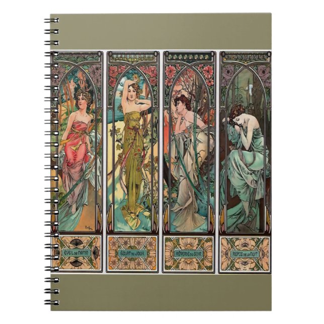Alphonse Mucha art, art nouveau,Vintag,females Notizblock (Vorderseite)