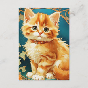 Alphonse Mucha Art Nouveau Cat Begleitkarte
