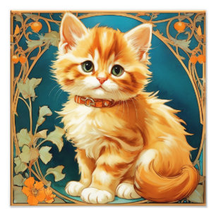Alphonse Mucha Art Nouveau Cat Fotodruck