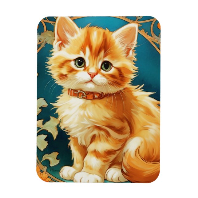 Alphonse Mucha Art Nouveau Cat Magnet (Vertikal)